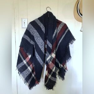 Plaid Fringe Blanket Scarf